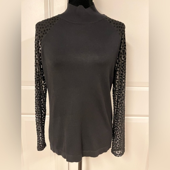 August Silk Mock Neck Sheer Sleeve Sweater - Picture 1 of 5